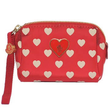 展示品 MONCLER 經典品牌LOGO愛心印花圖騰化妝手拿包(紅色/展示品)