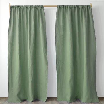 灰色鼠尾草常規和遮光麻窗簾 / 定制窗簾 / 2 個面板