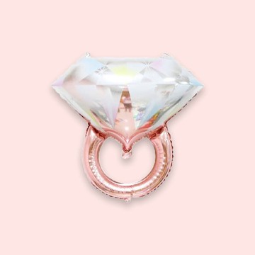 【Giftpro 氣球禮物】 鑽戒 戒指氣球 婚禮氣球 鋁箔材質氣球  派對布置 派對氣球 情人節 求婚氣球 - 24吋彩鑽鑽戒(玫瑰金)