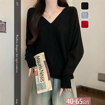 針織大V純色坑條蝙蝠袖上衣(3色) F【664673X】【現+預】☆流行前線☆