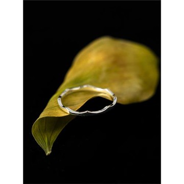 紋磚Veinsbrick《浪花》韓版時尚款簡約光面小波浪S925純銀戒指女