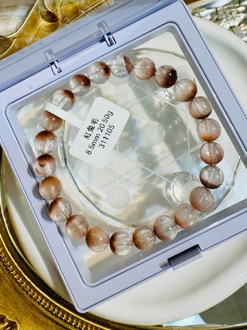 小精品天然半盆紅兔毛8.5mm20.50g調和氣血內分泌失調情緒