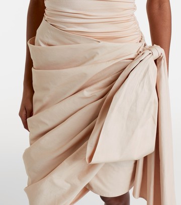 Chloé Bow-detail cotton poplin midi skirt