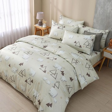 雙人兩用被套床包組/美國棉授權品牌 / 哈肯小熊  [鴻宇] 台灣製 - 2507米