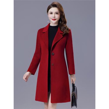 (免運)雙面羊毛呢大衣女2025秋冬新款中長款毛呢外套中年小個子呢子大衣