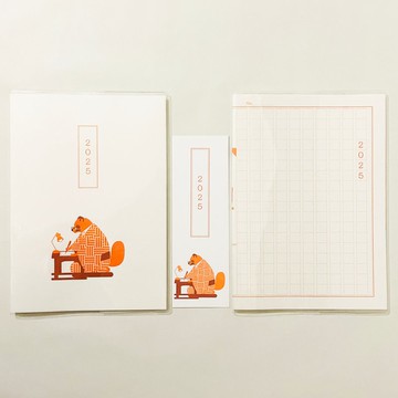 2025 年 10 月起 文後狸手稿紙日程筆記本 2 插圖封面帶書籤 B6 共 48 頁 蛇年文後鋼筆和服動物