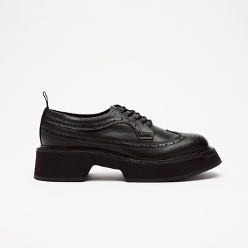 VATIC WINGTIP BROGUES SHOES BLACK 45mm厚底皮鞋 雕花黑線40