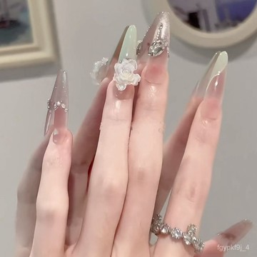 🎀可可精選🎀【溫柔山茶花】手工蝴蝶指甲穿戴ins純手工輕奢美甲貼片顯白氣質手工穿戴甲日常穿戴甲顯白美甲片 7W66