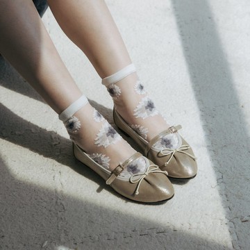 星砂芭蕾  繫帶羊皮娃娃鞋 | 香檳金 | 台灣手工鞋MIT