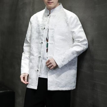 新中式唐裝男中國風春秋季高級感提花長袖夾克復古盤扣漢服外套潮