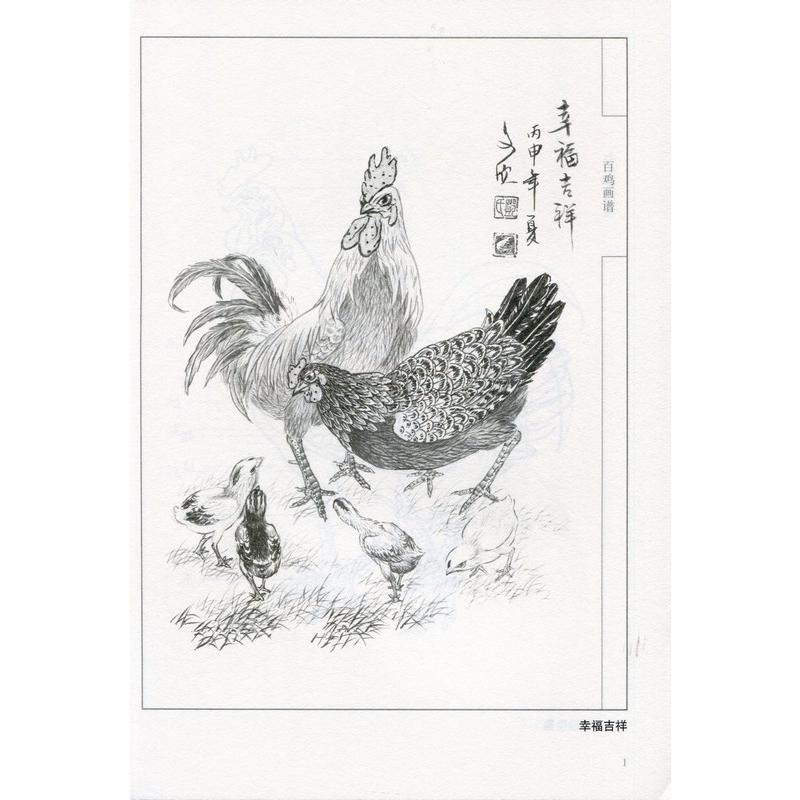 百鶏画譜　中国画線描　中国絵画 百#40481;画#35889;　中国画#32447;描