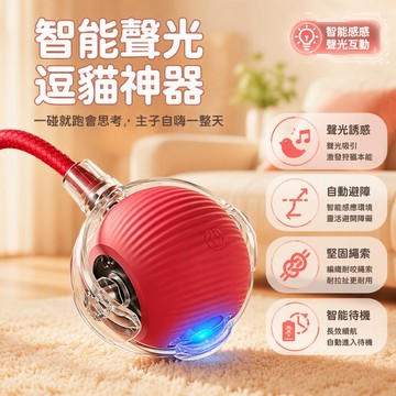 【🚚台灣出貨】 電動逗貓球 智能感應貓咪玩具 鳥叫聲解悶神器 凸點繩子款 寵物互動健身球 自動滾動自嗨球