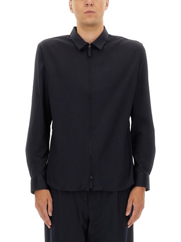giorgio armani cotton zipper shirt