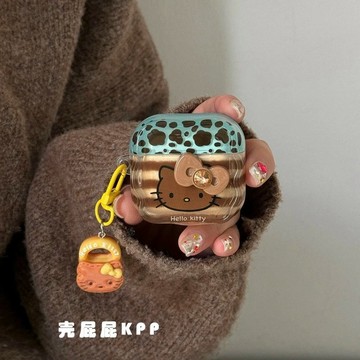 復古時尚半透撞色豹紋KT適用AirPods保護套Pro保護殼AirPods3耳機套