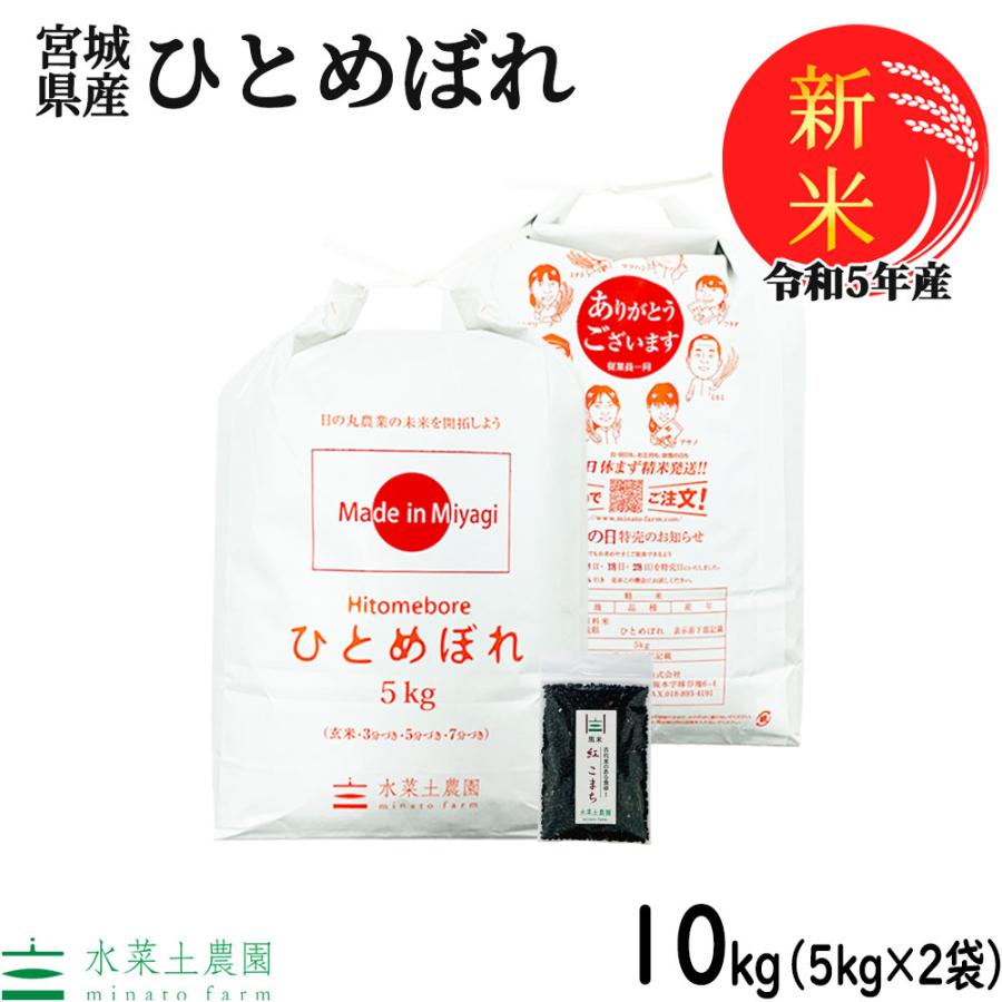 新米 米 お米 米10kg （5kg×2袋） ひとめぼれ 白米 精米 令和5年産 宮城県産 御縁米（縁結び）150g付き