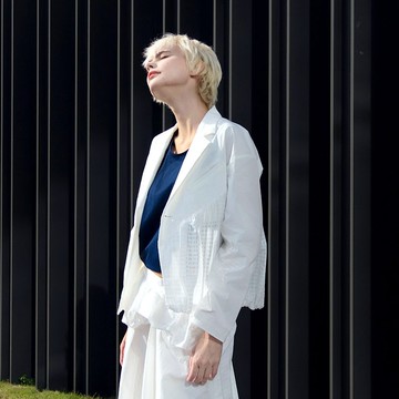 透格不對稱拼接西裝外套