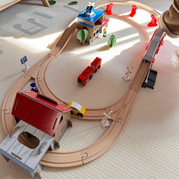 木製軌道車玩具 兒童電動88件軌道玩具 動車組合新組合軌道套餐玩具 男孩玩具 男孩禮物