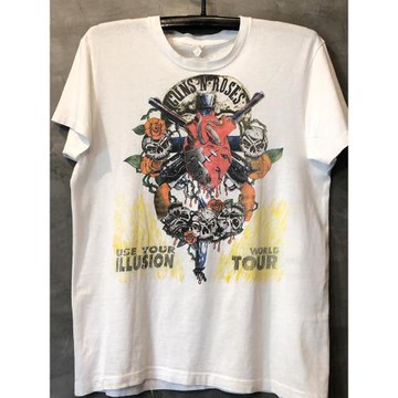 Guns'N'Roses槍花搖滾樂隊vintage復古圓領短袖男女百搭情侶T恤潮