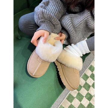 2024秋冬季新款居家包頭棉拖厚底皮毛一體外穿雪地靴女款毛毛拖鞋