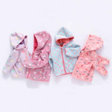 春秋兒童搖粒絨外套童裝抓絨衛衣女童珊瑚絨加絨加厚寶寶連帽衫冬