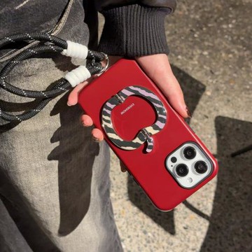 EVENSHOW2025新款超好看春天手機殼帶支架掛繩適用于iPhone16promax15蘋果14plus13小眾高級感紅色保護外殼套