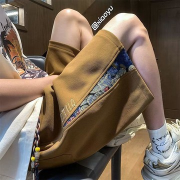 台灣现貨 美式短褲 男潮牌短褲 夏季新款短褲 設計感短褲 刺繡寬鬆大碼短褲 運動休閒五分褲子 型男短褲 舒適透氣短褲