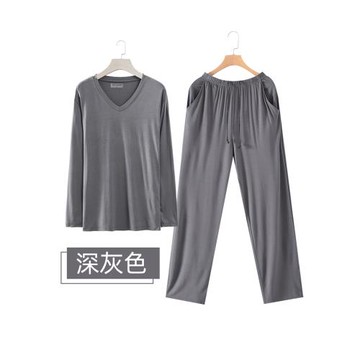 睡衣男莫代爾長袖長褲寬松大碼休閑家居服打底套裝春秋冬兩件裝