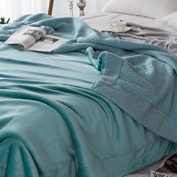 北歐風純色羊羔絨雙層毛毯辦公室簡約珊瑚絨午睡蓋毯加厚保暖毛毯