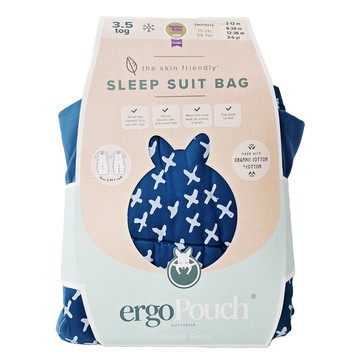 ergoPouch 2way 褲型防踢被 3.5T 100%有機棉  2~12個月  海軍十字紋
