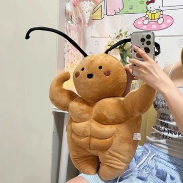 💖貝兒優選💖肌肉小強公仔蟑螂玩偶  陪睡抱枕 搞怪毛絨玩具生日禮物 蟑螂肌肉公仔 搞怪玩偶 創意玩具 個性玩偶 生日