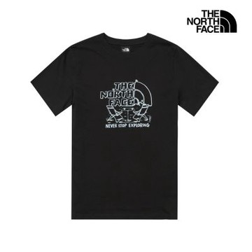 【The North Face 官方旗艦】北面女款黑色胸前圖案印花短袖T恤｜8GXEJK3