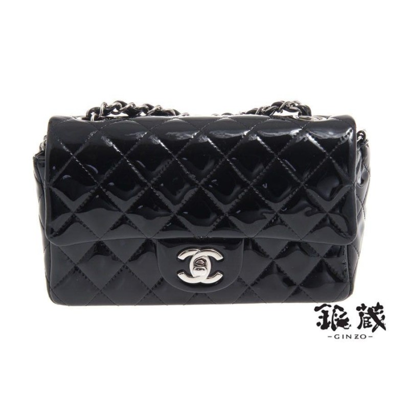 シャネル CHANEL マトラッセ ミニチェーンショルダー エナメル 黒 中古 | LINEショッピング