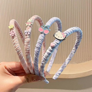 ✨壹灣出貨✨可愛卡通兒童髮箍甜美百搭kitty貓纏布帶齒髮箍女孩碎髮整理髮飾