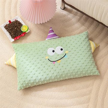 2025新款兒童蕎麥枕豆豆絨安撫枕小怪獸卡通刺繡幼兒園午睡小枕頭