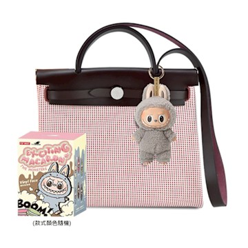 Hermes 愛馬仕Herbag 31cm防水格紋帆布兩用包(米/莓果紅/紅棕U刻/銀釦)