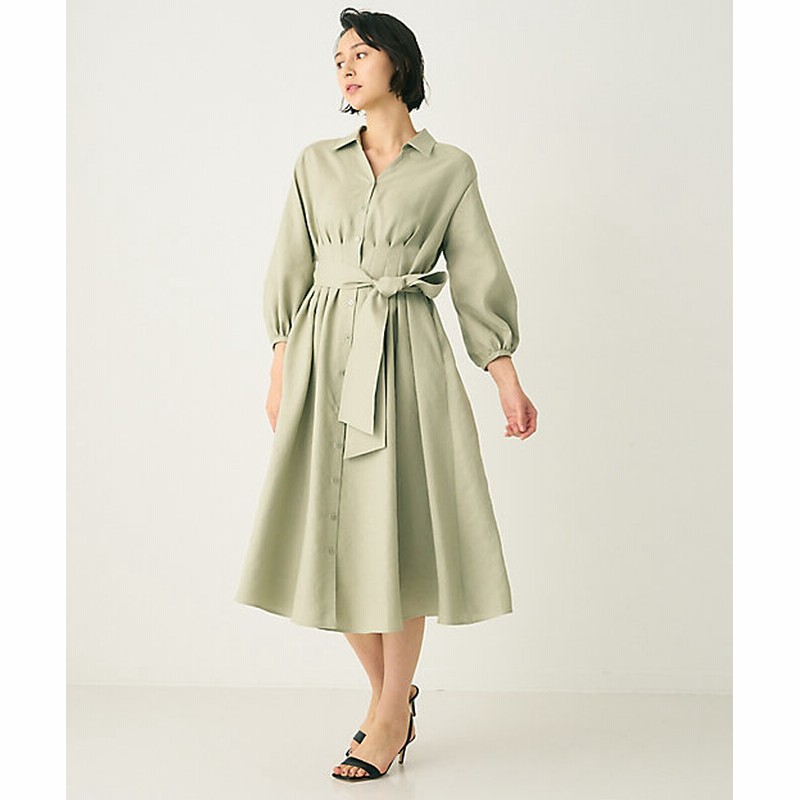 Sale Anayi アナイ スラブツイルタックフレアワンピース ベルト付き 76カーキ ワンピース ドレス 三越伊勢丹 公式 通販 Lineポイント最大6 0 Get Lineショッピング