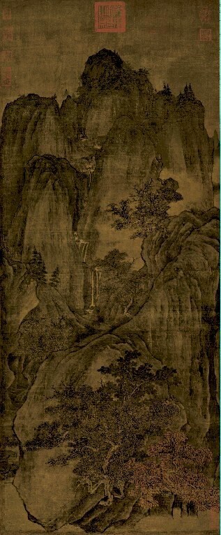 仿古畫名畫復制品五代關仝秋山晚翠圖57-140厘米山水畫國畫字畫