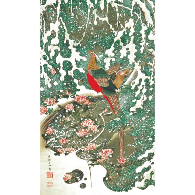 伊藤若冲 動植綵絵 群鶏図 高級仕様 額 美術品 作品 複製画