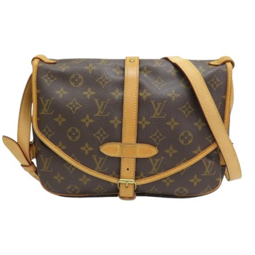 【二手名牌BRAND OFF】LOUIS VUITTON LV 路易威登 棕色 原花帆布 SAUMUR 30 雙面馬鞍包 肩背包 M42256
