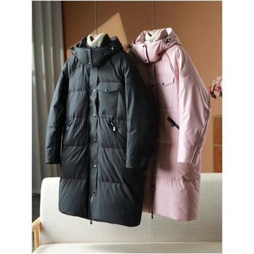 簡約連帽中長款加厚保暖外套羽絨服女裝