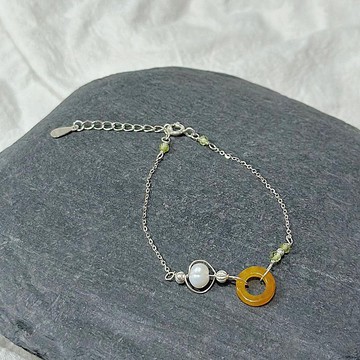 尋。黃玉橄欖石珍珠手鏈