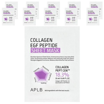 APLB, 膠原蛋白 EGF 肽美容面膜，10 片，0.85 液量盎司（25 毫升）
