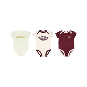 包屁衣 Jordan Baby 米白 紅 短袖 連身 寶寶衣 3件裝 JD2612080NB-002
