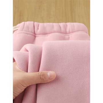 浪漫櫻花粉！淺粉色重磅加絨直筒衛褲女冬季時尚顯白休閑運動褲子