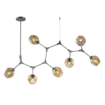 工業風干邑色電鍍玻璃七燈吊燈 F1027