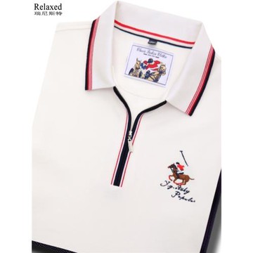 秋季長袖拉鏈T恤男裝翻領POLO衫高檔商務休閑有領秋裝純棉上衣服T