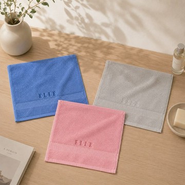【ELLE】巴黎時尚雅緻純棉方巾6入組 銀霧灰 6條