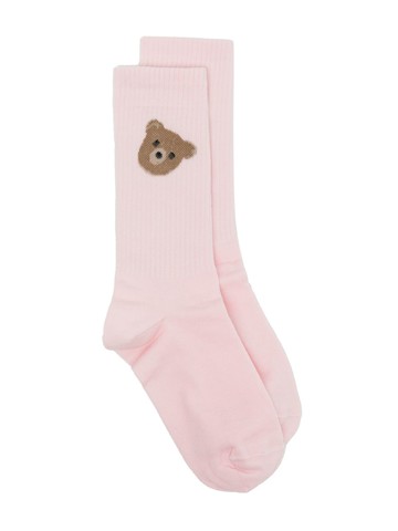 Palm Angels Kids - intarsia-knit stretch-cotton socks - kids - Elastane/Polyamide/Cotton - I - Pink