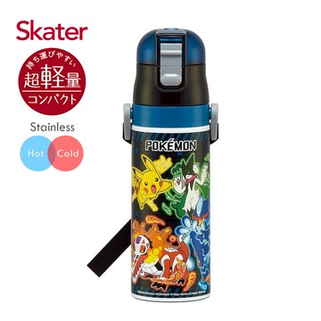日本 SKATER - (兒童)不鏽鋼直飲保溫水壺-Pokemon-470ml