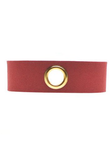 Eyelet Design Wine Red Faux Suede Choker Necklace